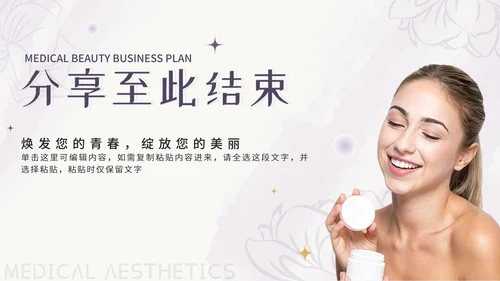 紫色花卉小清新医美商业计划书PPT模板