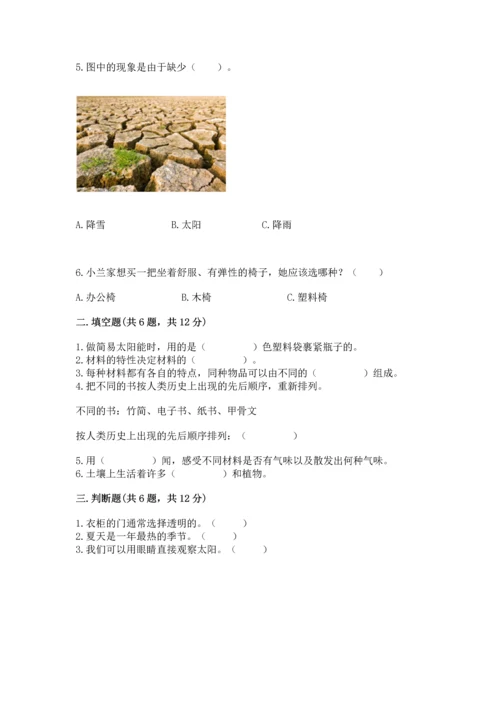 教科版小学二年级上册科学期末测试卷（模拟题）.docx