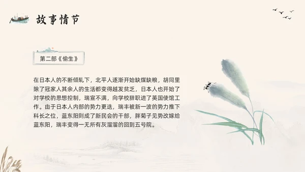 棕色古风好书推荐读书分享读书交流会四世同堂PPT模板宣传PP