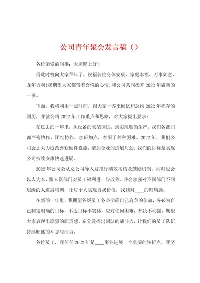 公司青年聚会发言稿