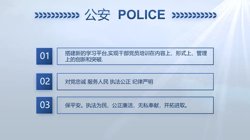 蓝色大气公安人民警察教育动态PPT