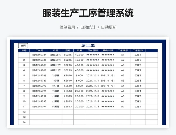 服装生产工序管理系统