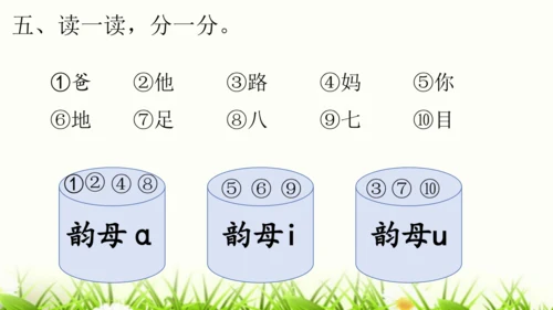 【新教材】部编版一年级语文上册第二单元复习 课件