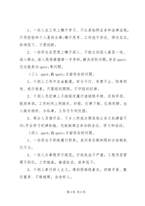 作风纪律专项整治活动的自查自纠报告.docx