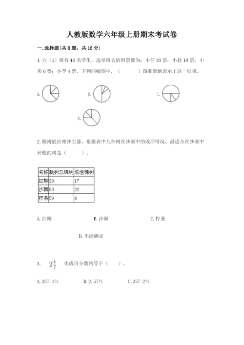 人教版数学六年级上册期末考试卷精品附答案.docx