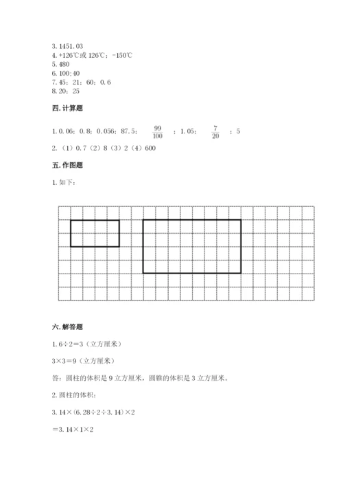 人教版六年级下册数学期末测试卷含答案【模拟题】.docx