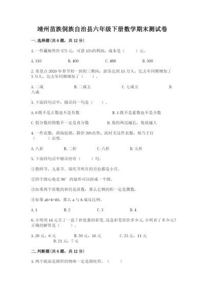 靖州苗族侗族自治县六年级下册数学期末测试卷及1套参考答案.docx