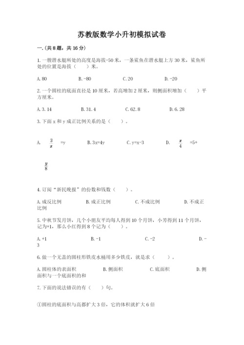 苏教版数学小升初模拟试卷重点.docx