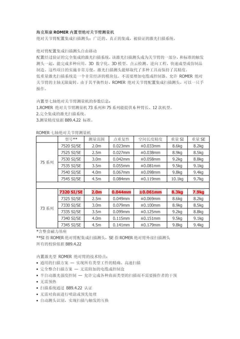 海克斯康ROMER内置型绝对关节臂测量机.docx