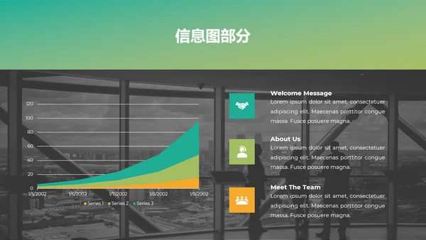 清爽创意渐变绿公司简介商务动态PPT模板