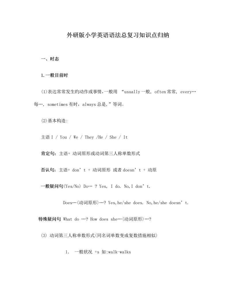 2023年外研版小学英语语法总复习知识点归纳.docx