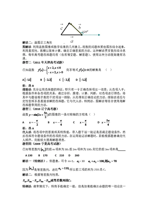 2013数学选择题的方法与策略