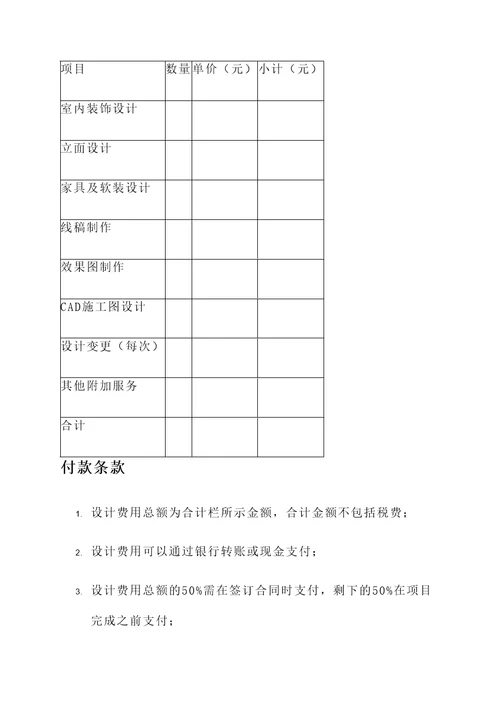 房地产平面设计报价单