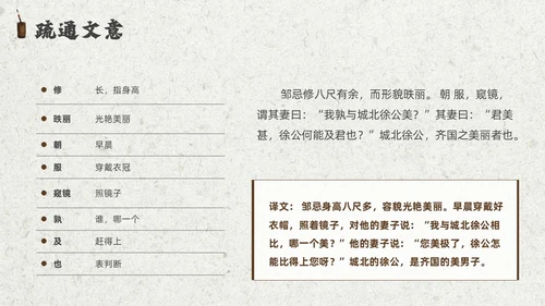灰色创意卷轴邹忌讽齐王纳谏课件