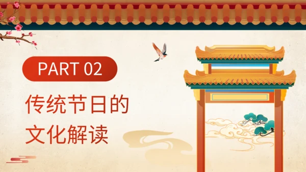橙红色中国风传统节日文化解读班会PPT