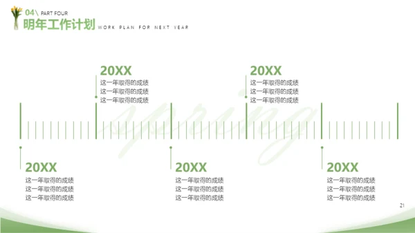 绿色春天简约总结汇报通用PPT模板