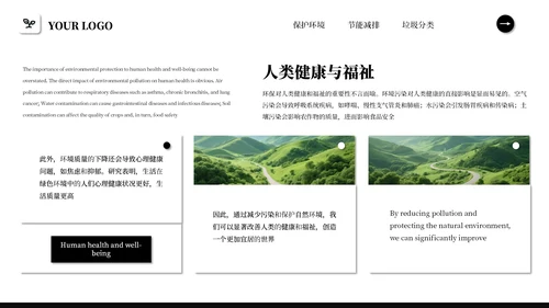 黑白简约商务风绿色环保PPT模板