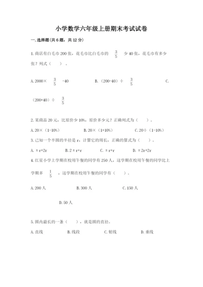 小学数学六年级上册期末考试试卷附完整答案【典优】.docx