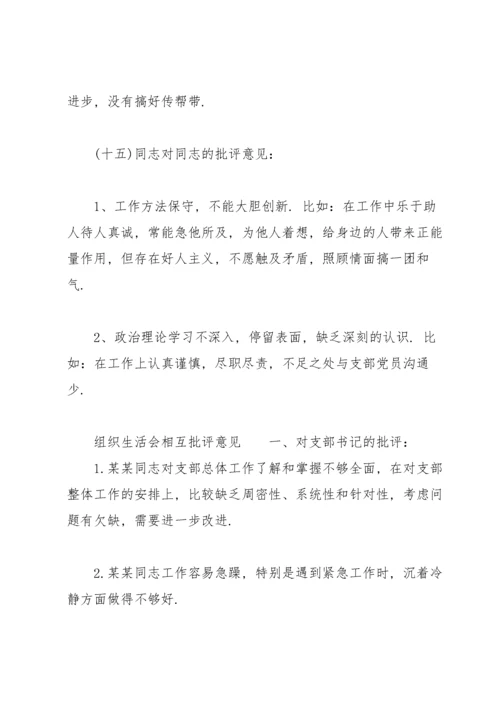 组织生活会相互批评意见.docx