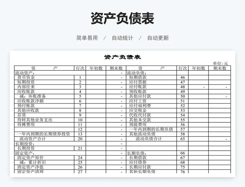 资产负债表