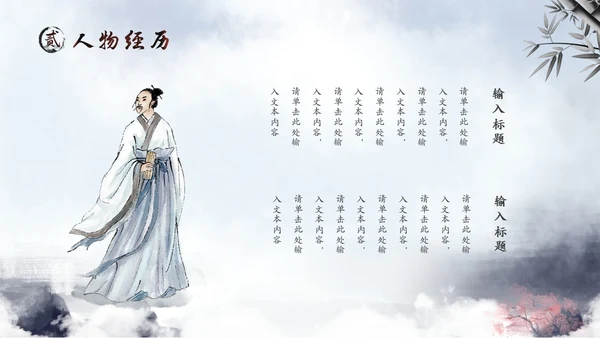 水彩水墨中国风山水历史人物介绍PPT