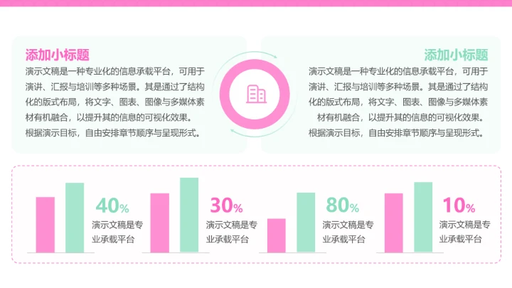 亮粉撞色个性工作总结汇报PPT模板