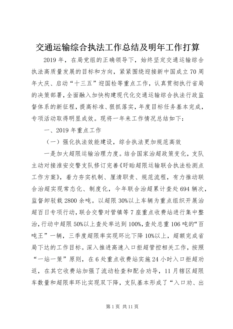 交通运输综合执法工作总结及明年工作打算.docx
