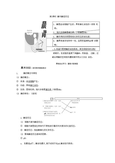 省优获奖导学案 酶与酶促反应 含答案