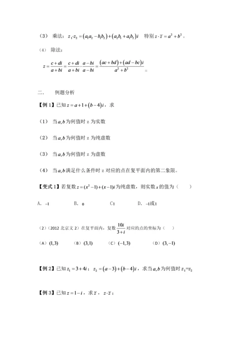 高中数学复数专题知识点整理和总结人教版(1).docx