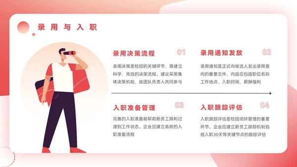 红色插画风企业校招PPT模板