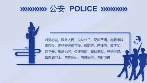蓝色大气警察年终工作总结述职报告动态PPT模板