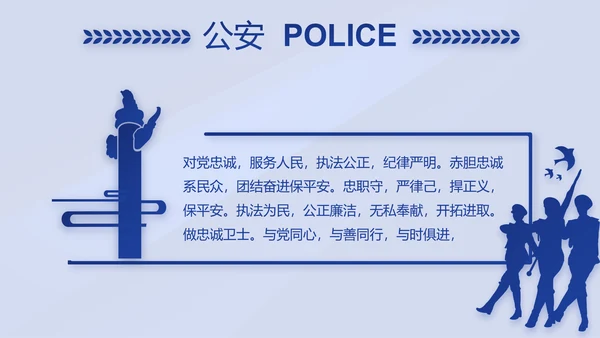 蓝色大气警察年终工作总结述职报告动态PPT模板