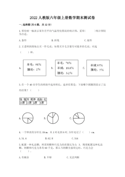 2022人教版六年级上册数学期末测试卷及完整答案【各地真题】.docx