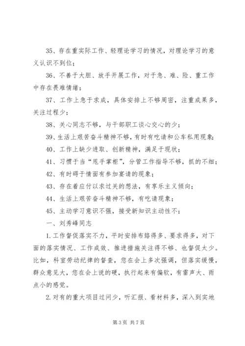 民主生活会组织生活会党员互相批评清单 (2).docx