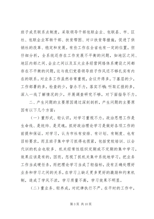 市供销社党委领导班子作风整顿自查报告.docx