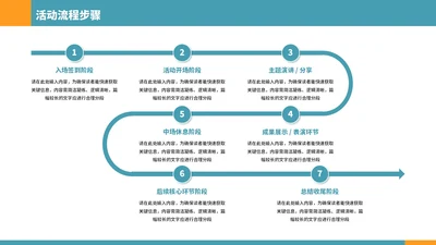 蓝色简约风7项流程图PPT单页