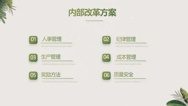 绿色清新草本美容护肤工作总结PPT