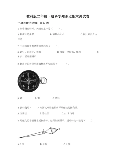 教科版二年级下册科学知识点期末测试卷（考点梳理）.docx