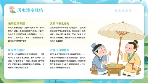 蓝绿色卡通插画风格节气主题小暑PPT