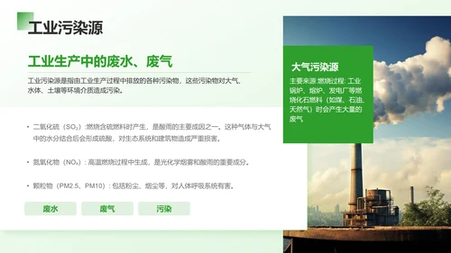 绿色商务风环境污染现状分析与治理PPT模板
