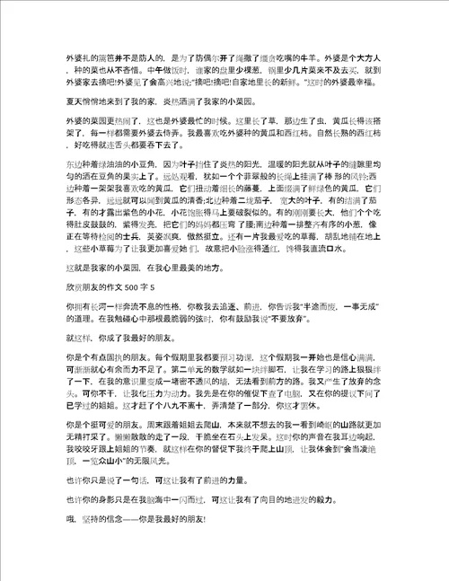 欣赏朋友的作文500字