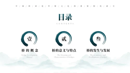 绿色简约风中国桥梁文化发展史PPT模板