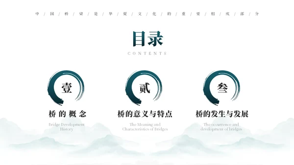 绿色简约风中国桥梁文化发展史PPT模板