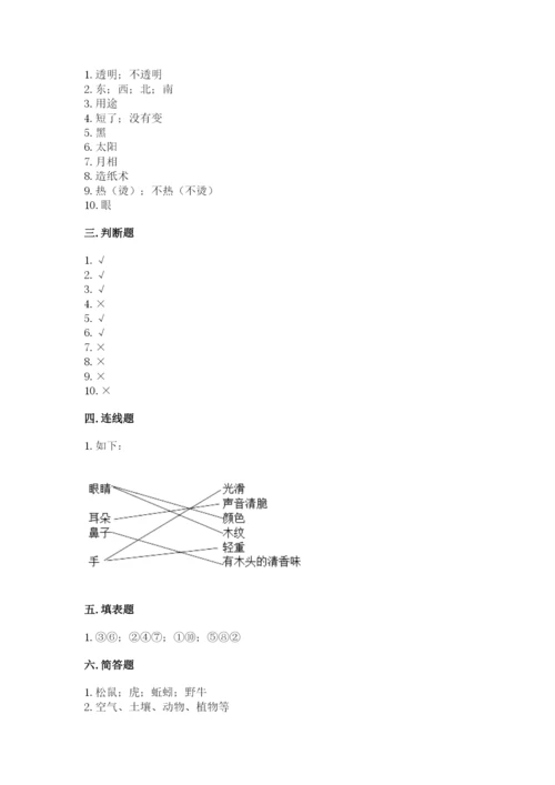 教科版科学二年级上册期末测试卷审定版.docx