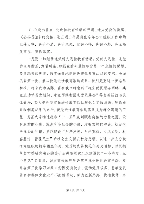 副书记在年度全市组织工作会议上的讲话.docx