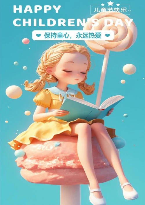 保持童心永远热爱六一节日海报