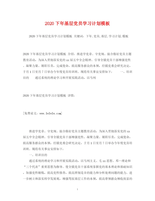精编之下年基层党员学习计划模板.docx