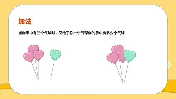 黄色扁平风一年级数学1-5的加减课件PPT模板