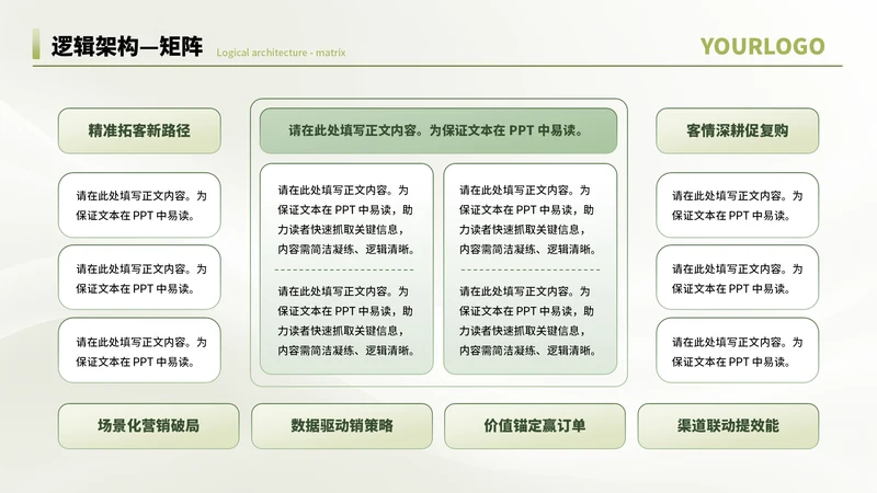 绿色商务风多项矩阵PPT单页