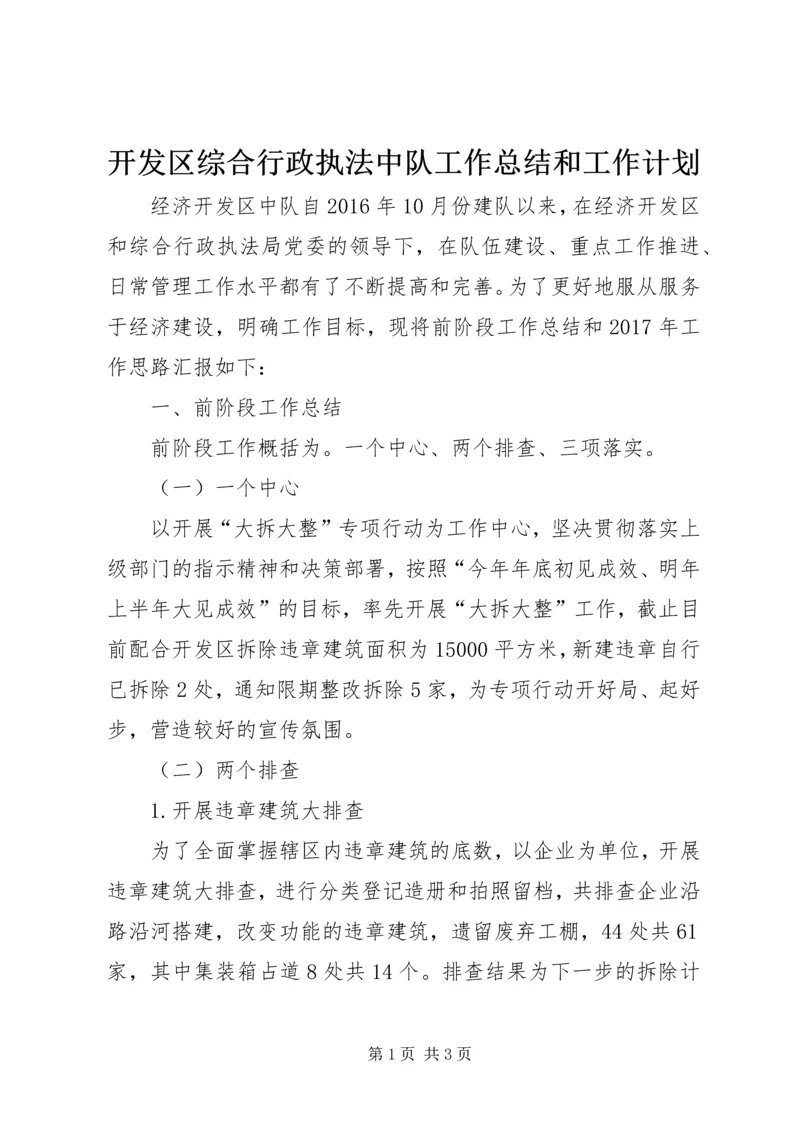 开发区综合行政执法中队工作总结和工作计划.docx